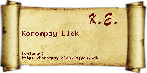 Korompay Elek névjegykártya